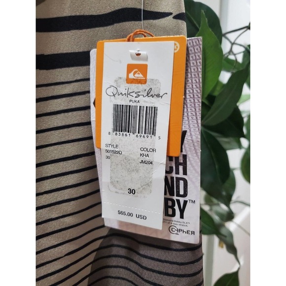 Quick Silver Men's Beige Polyester Logo Print Pull On Swimwear Shorts Size 30 - Picture 3 of 9